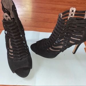 Black caged Peep toe stiletto- Vince Camuto